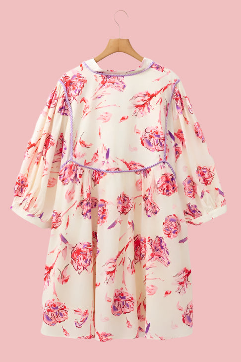 Off White Floral Print Dress