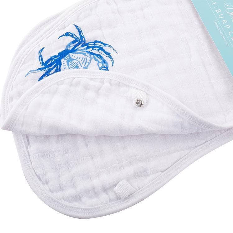 Blue Crab Baby Burp Cloth and Bib 2 in 1 Absorbent and Gentle on Newborn Skin