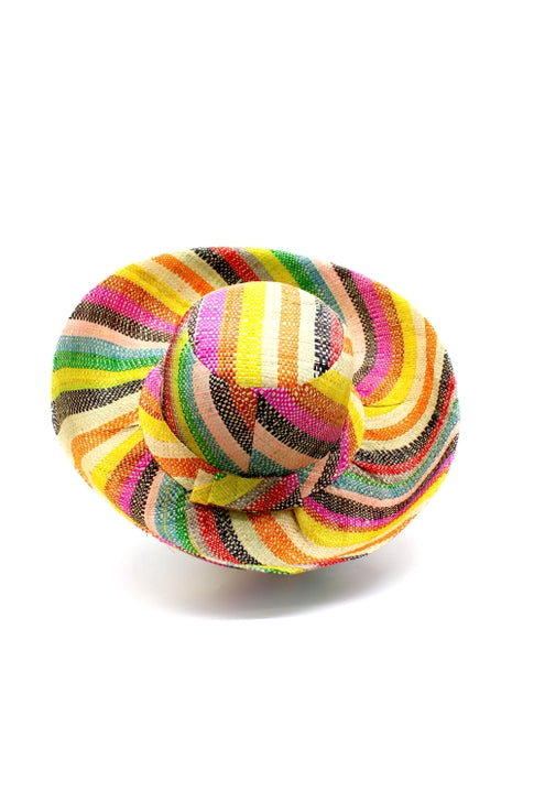 Lollipop Stripes Wide Brim Straw Sun Hat: 7"Brim