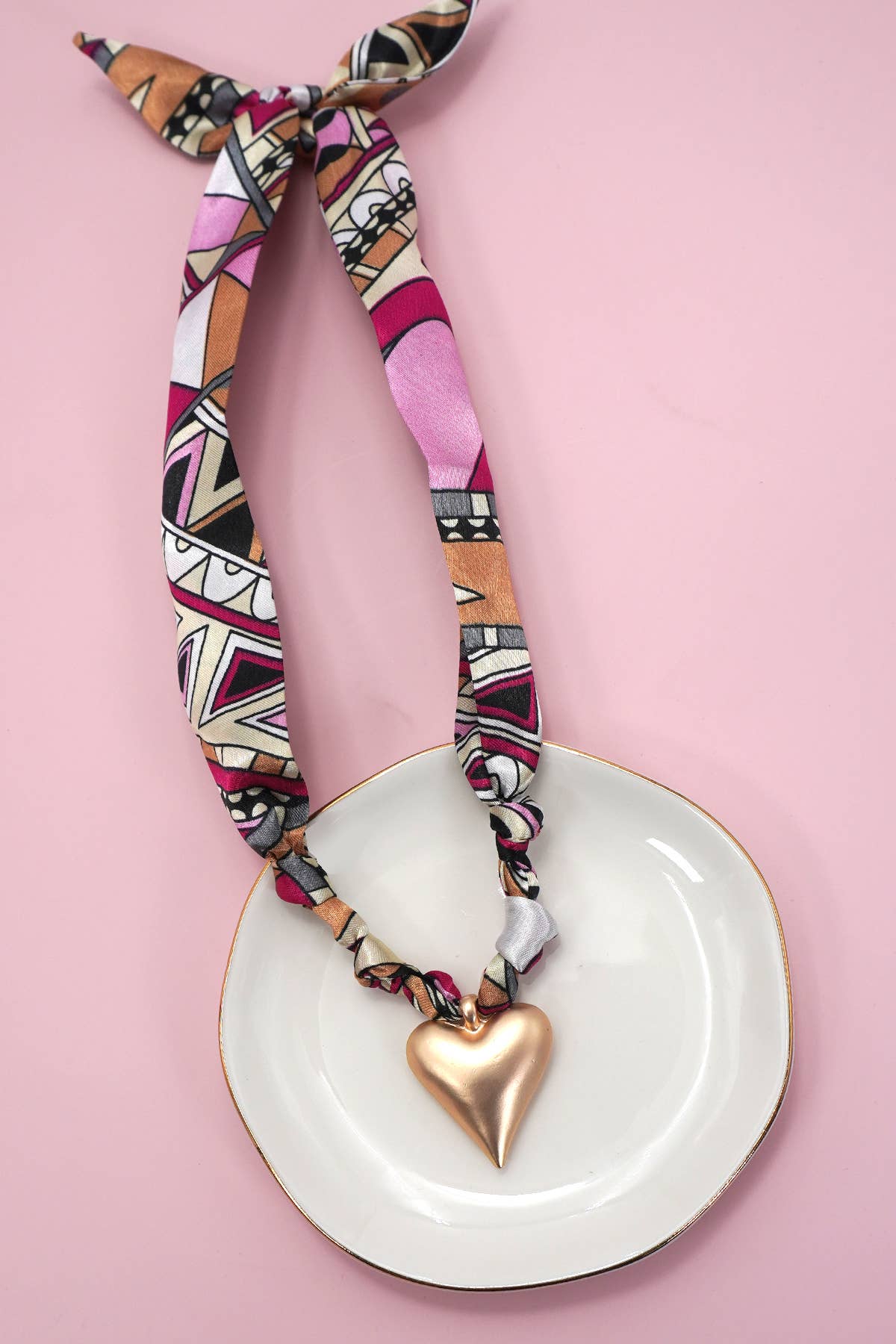 Pink Abstract Scarf Necklace