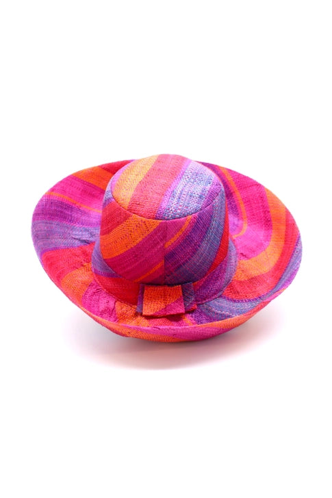 Sherbert Swirl Wide Brim Straw Sun Hat: 7"Brim