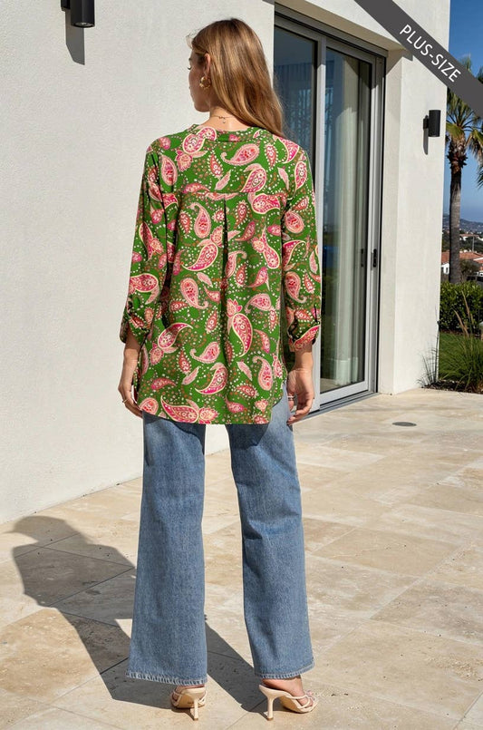 Paisley Print Kelly Green Top