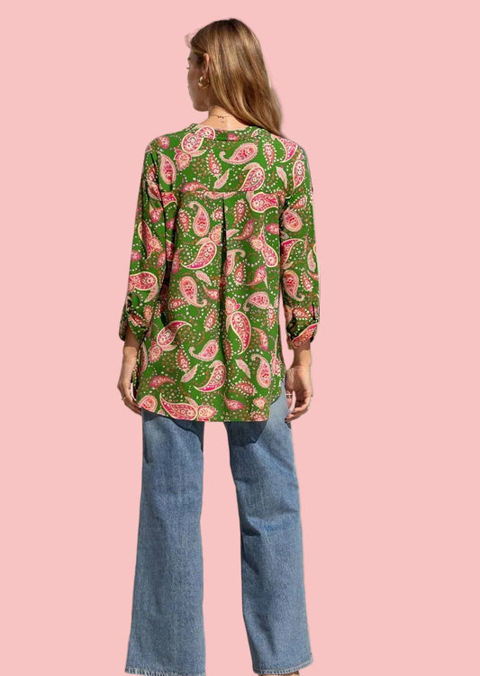 Paisley Print Kelly Green Top