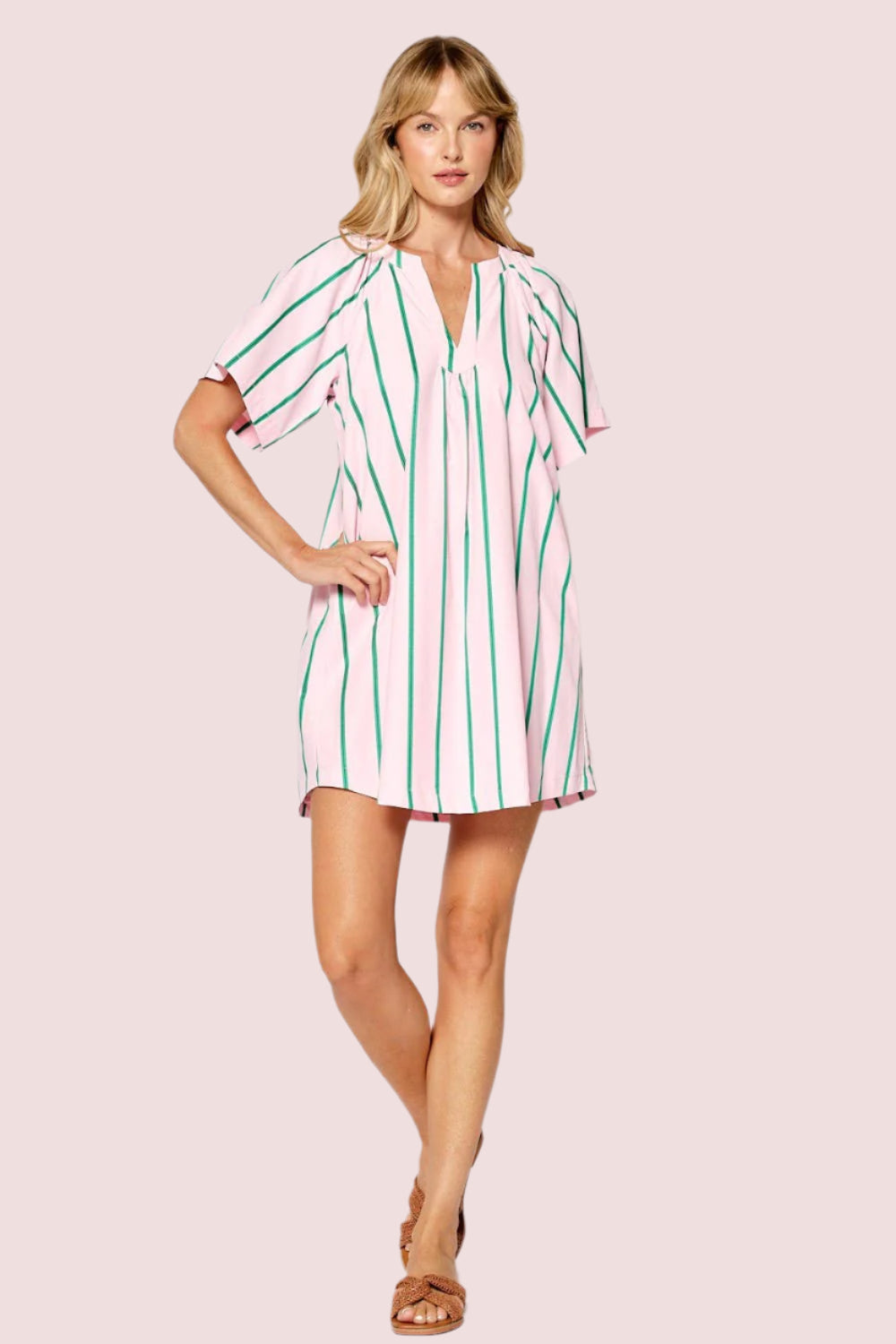Palm Beach Pink and Green Stripe Dress