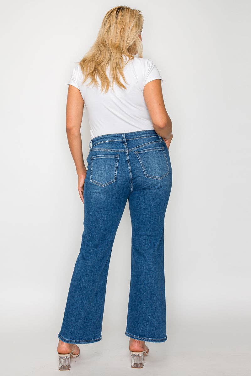 Medium Wash Mid Rise Ankle Straight Leg Jean