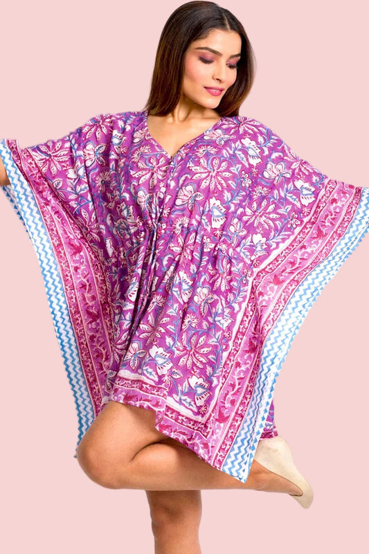 Purple Block Printed Swim Coverup
