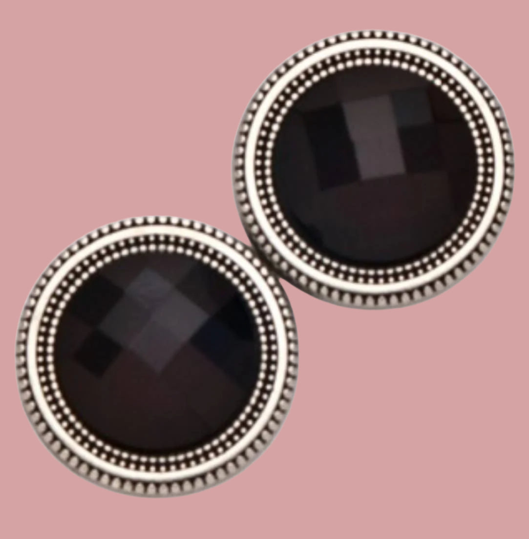 Black Crystal Magnet Button Pin Set