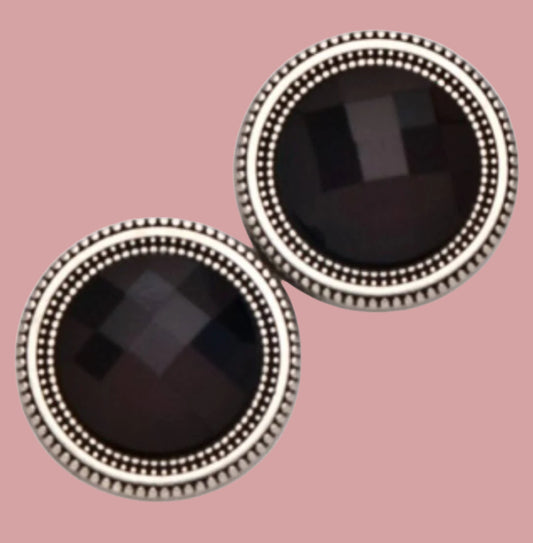 Black Crystal Magnet Button Pin Set
