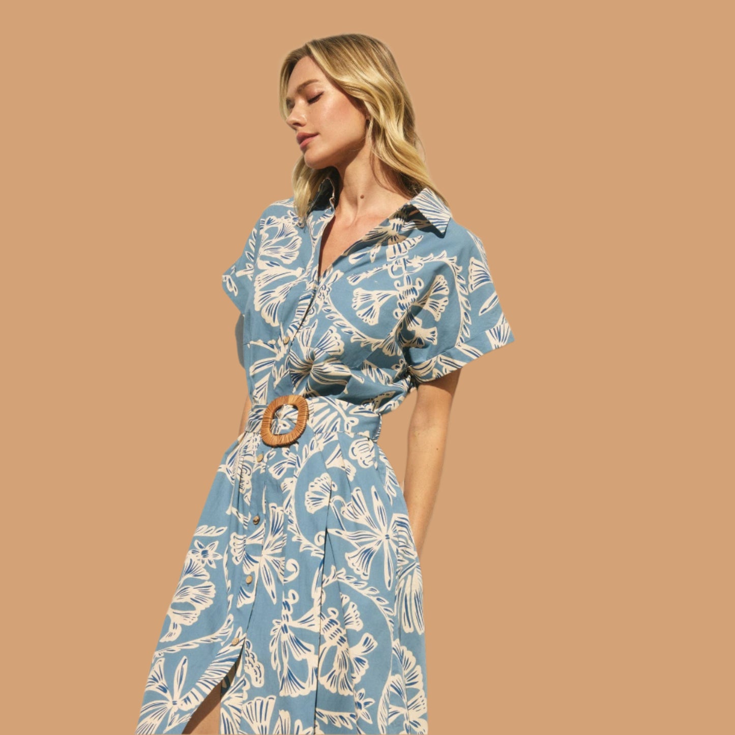 Time Share Button Down Shirt Dress
