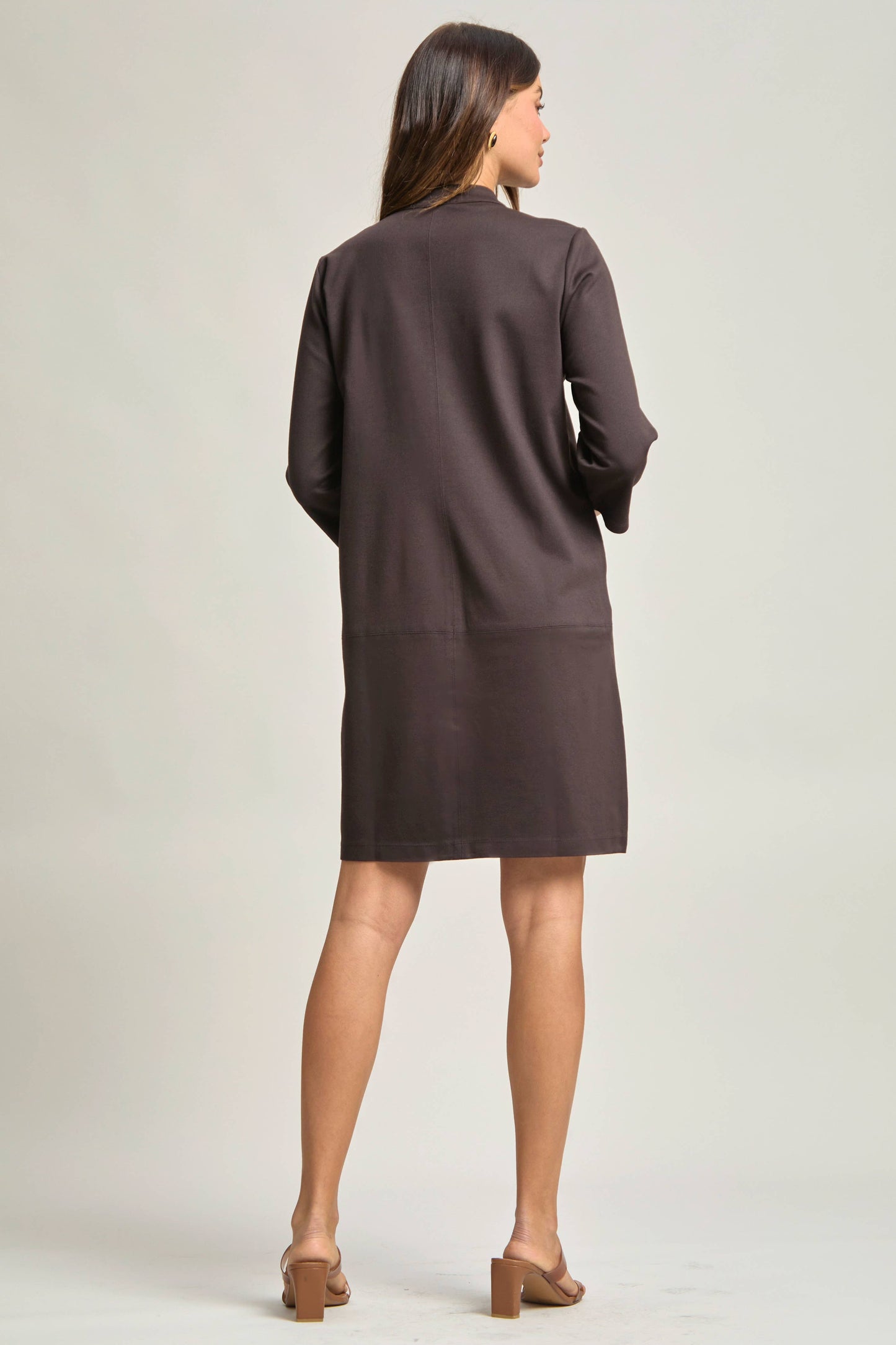 Cocoa Kiss Double Knit Ponte V-Neck A-Line Dress