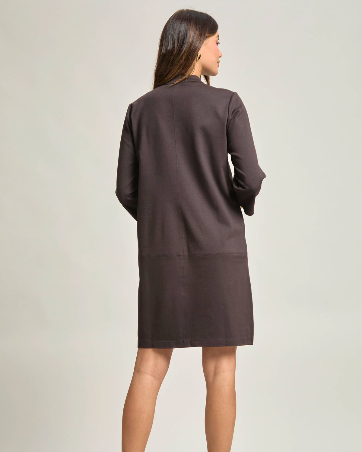 Cocoa Kiss Double Knit Ponte V-Neck A-Line Dress