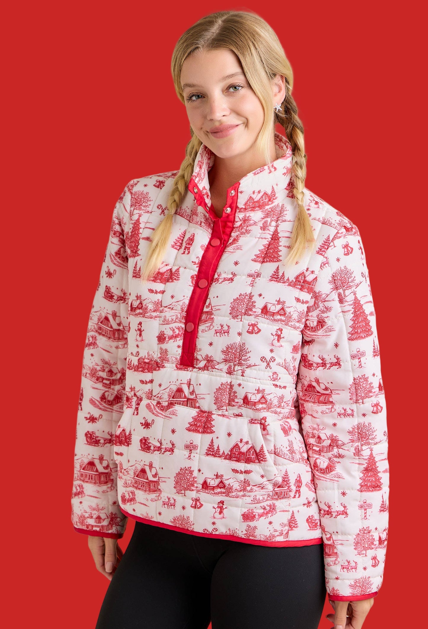 Christmas Toile Quilted Jacket