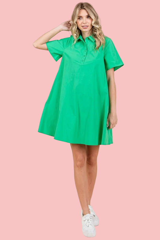 Savannah Green Poplin Dress