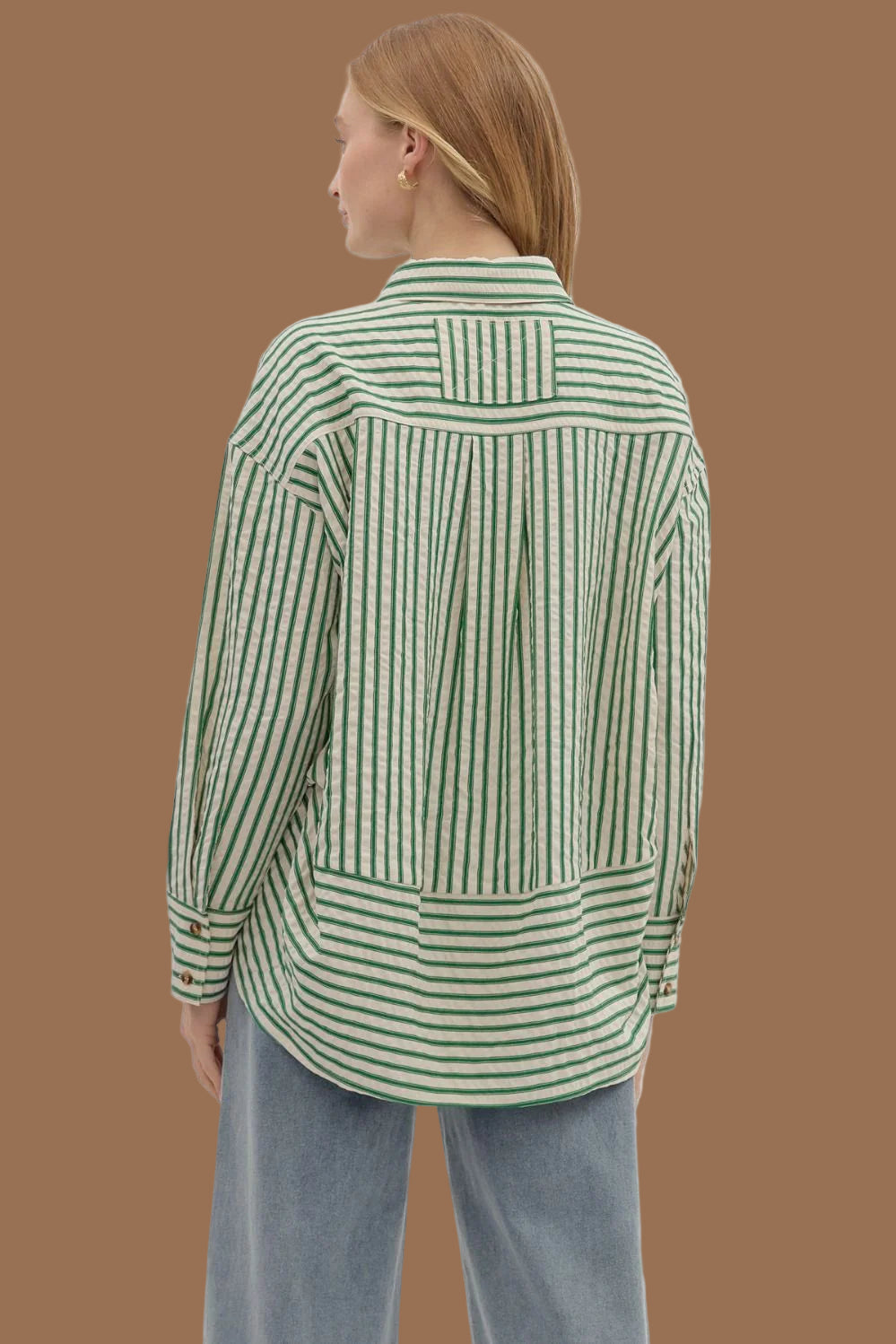 Emerald Striped Button Up Top