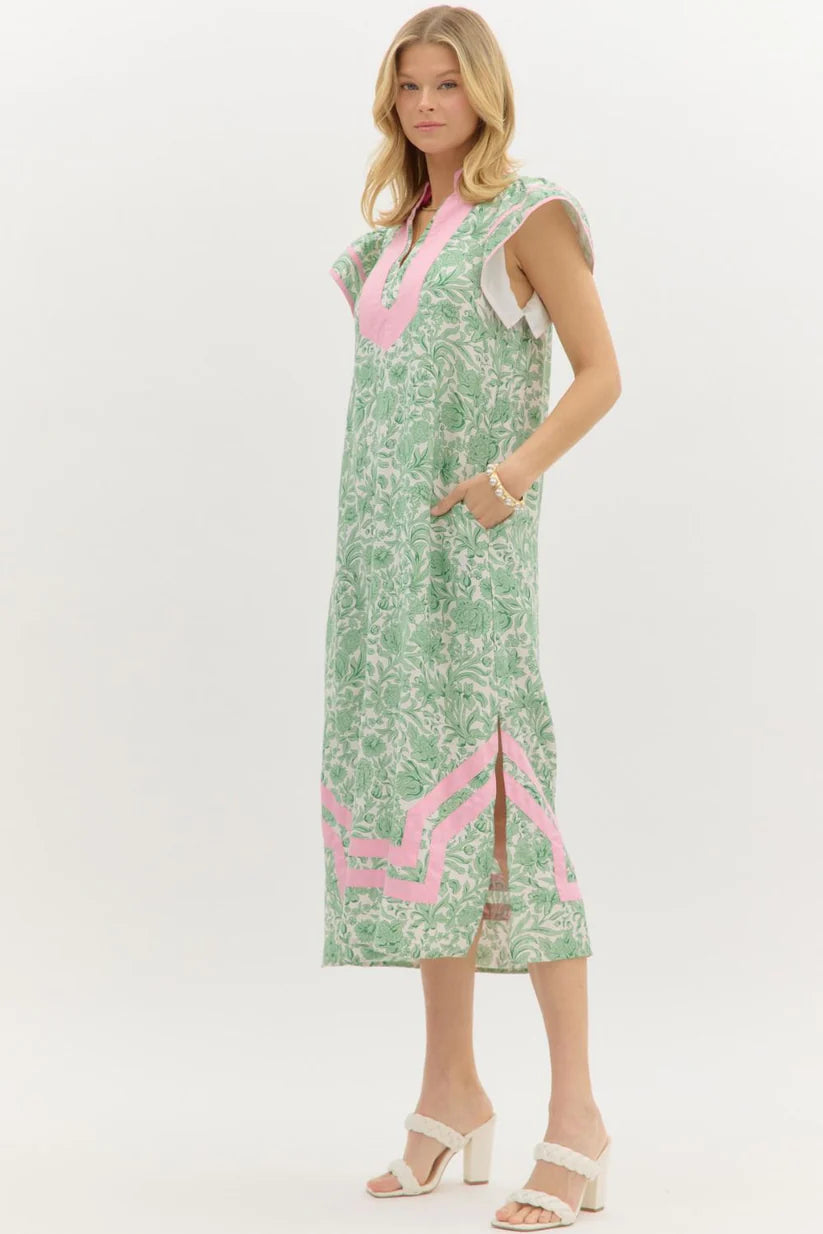 Green Floral Midi Dress