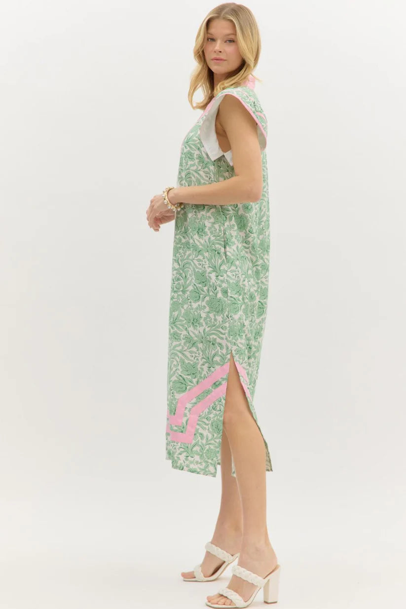 Green Floral Midi Dress
