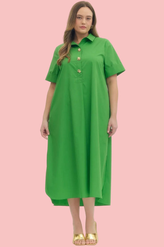 Crisp Green Midi Dress