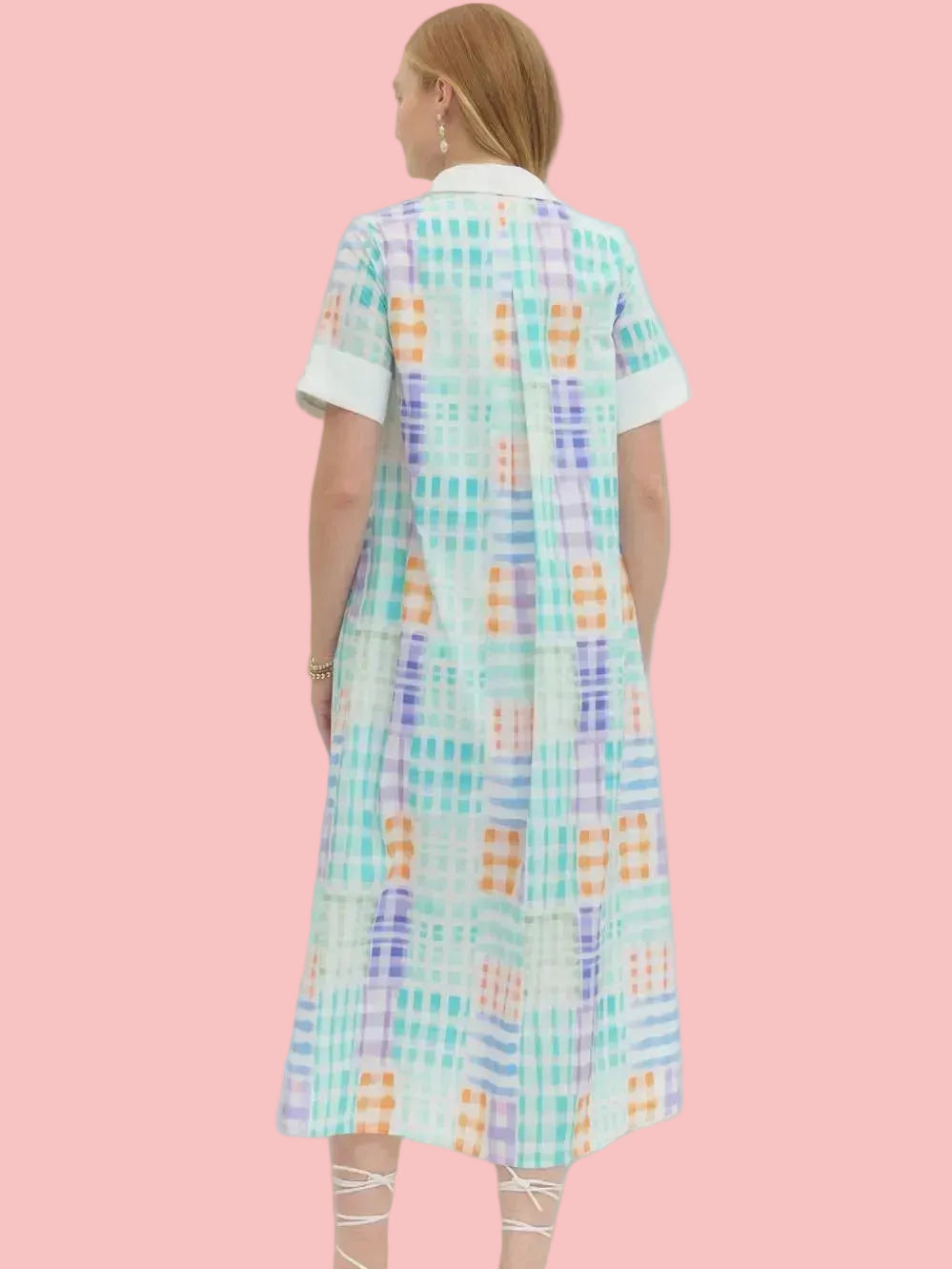Playful Plaid Print Midi Dress
