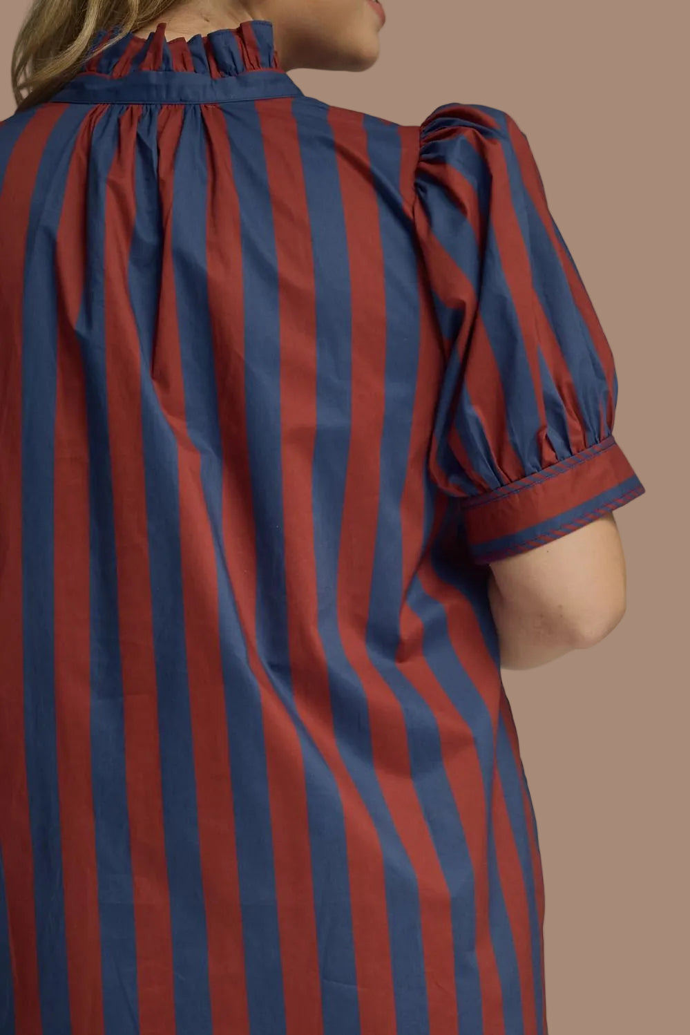 Navy Rust Striped Midi