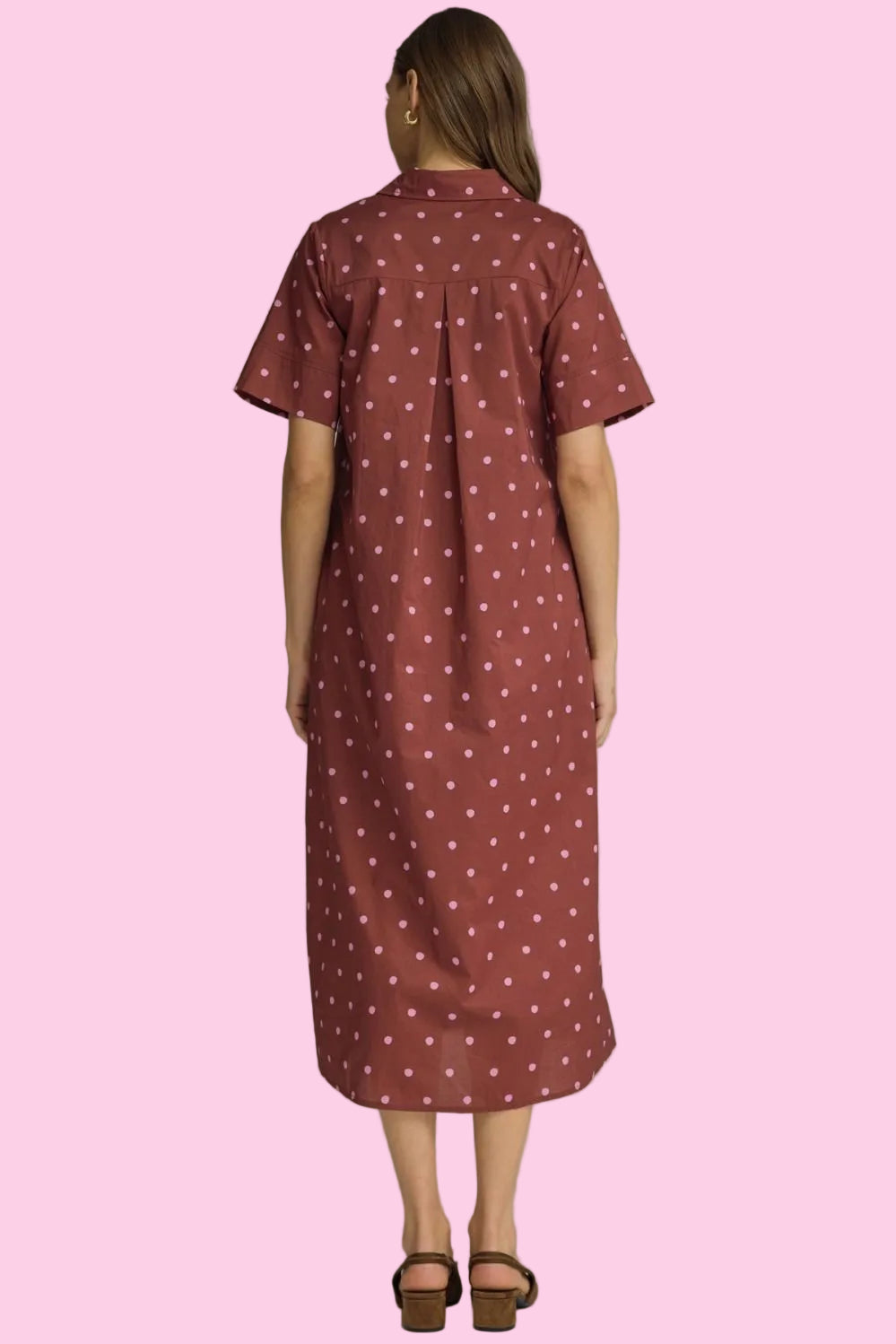 Polka Dot Burgundy Midi Dress