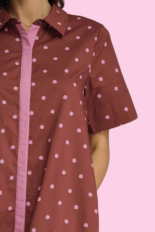 Polka Dot Burgundy Midi Dress
