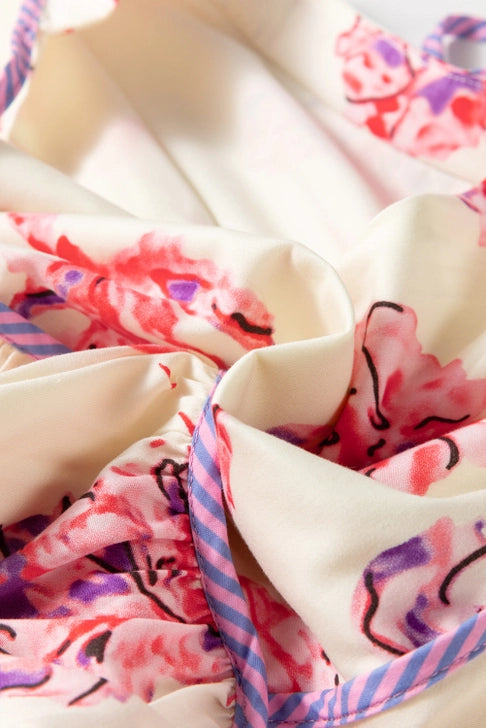 Off White Floral Print Dress
