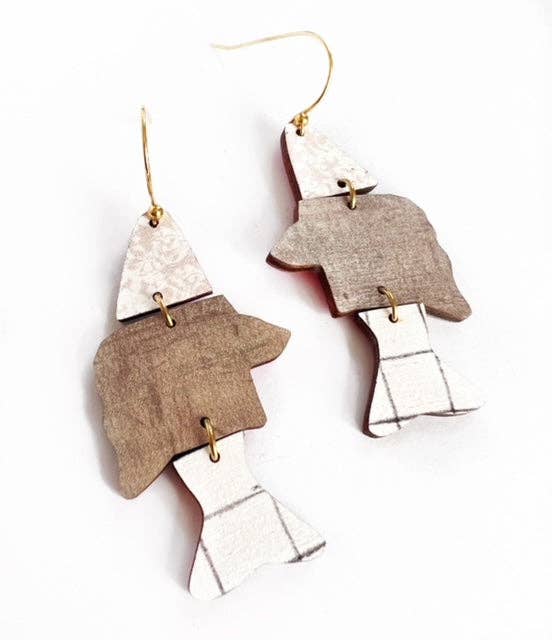 White Fish Dangle Earring