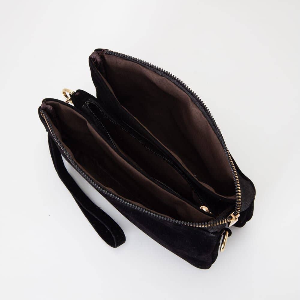 Black Faux Suede Crossbody Bag