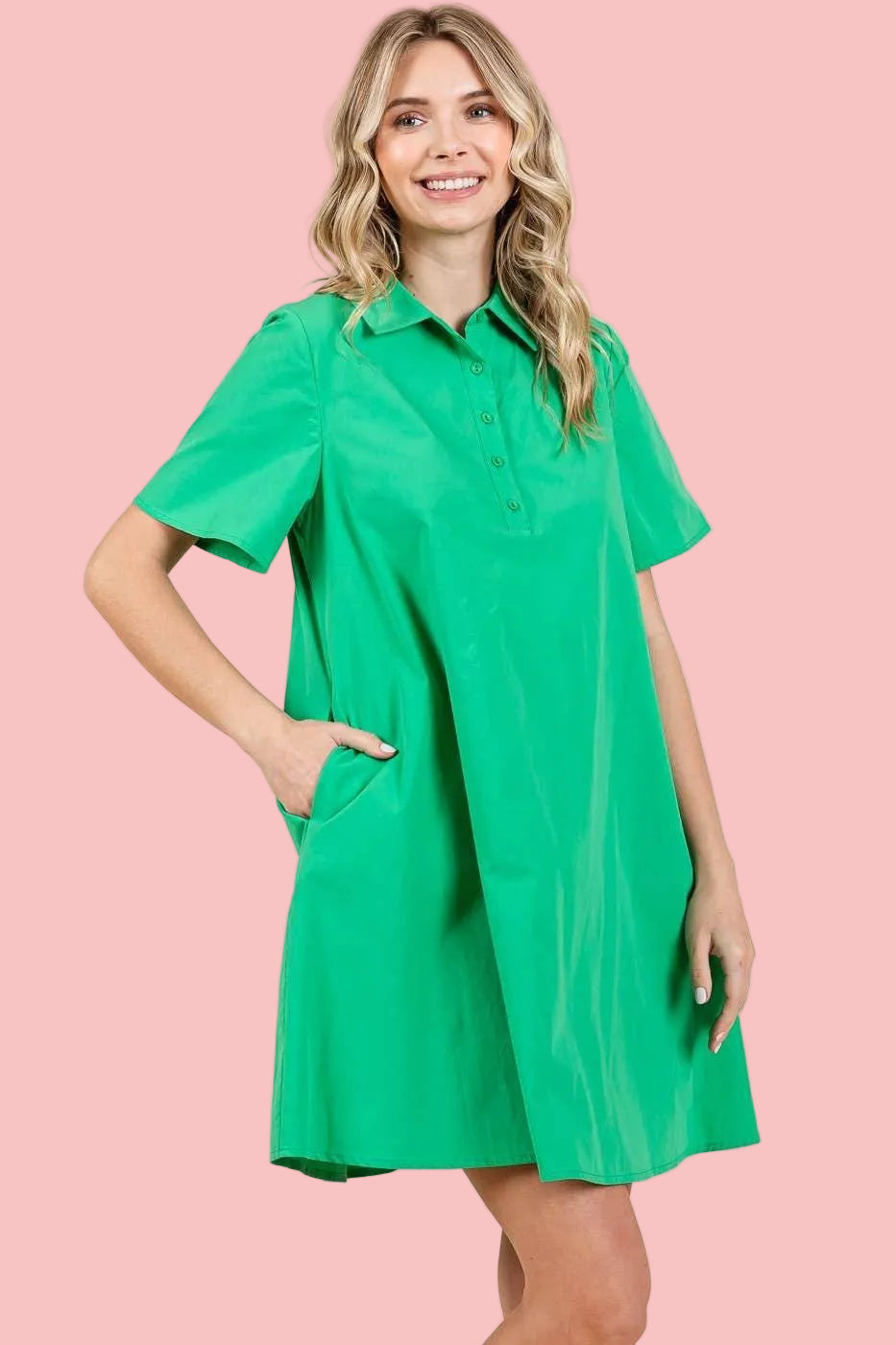 Savannah Green Poplin Dress