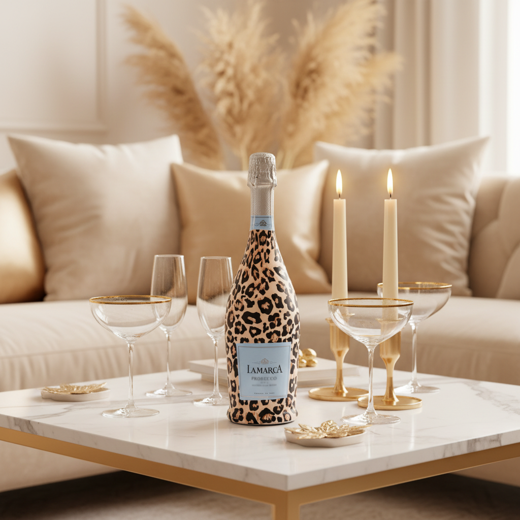 Tan Leopard Prosecco Bottle Wrap