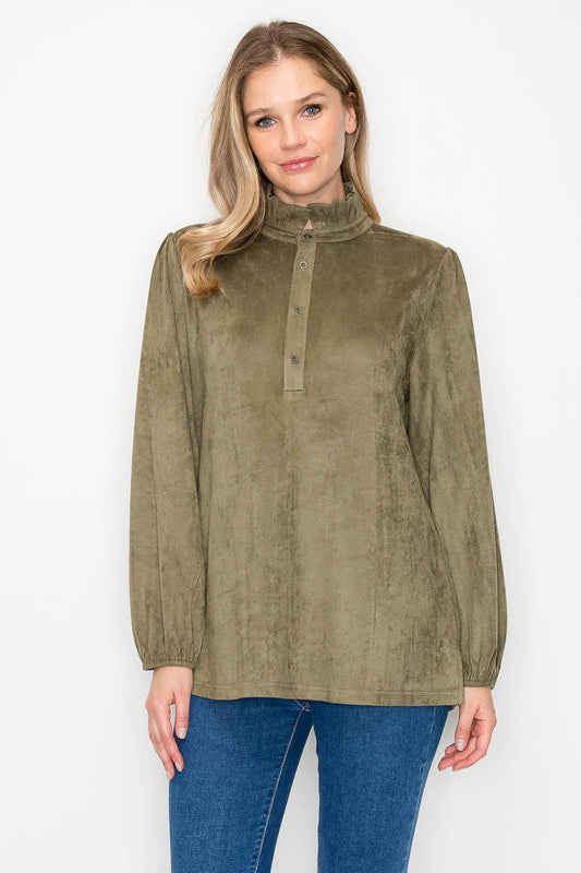 Willabella Olive Suede Top