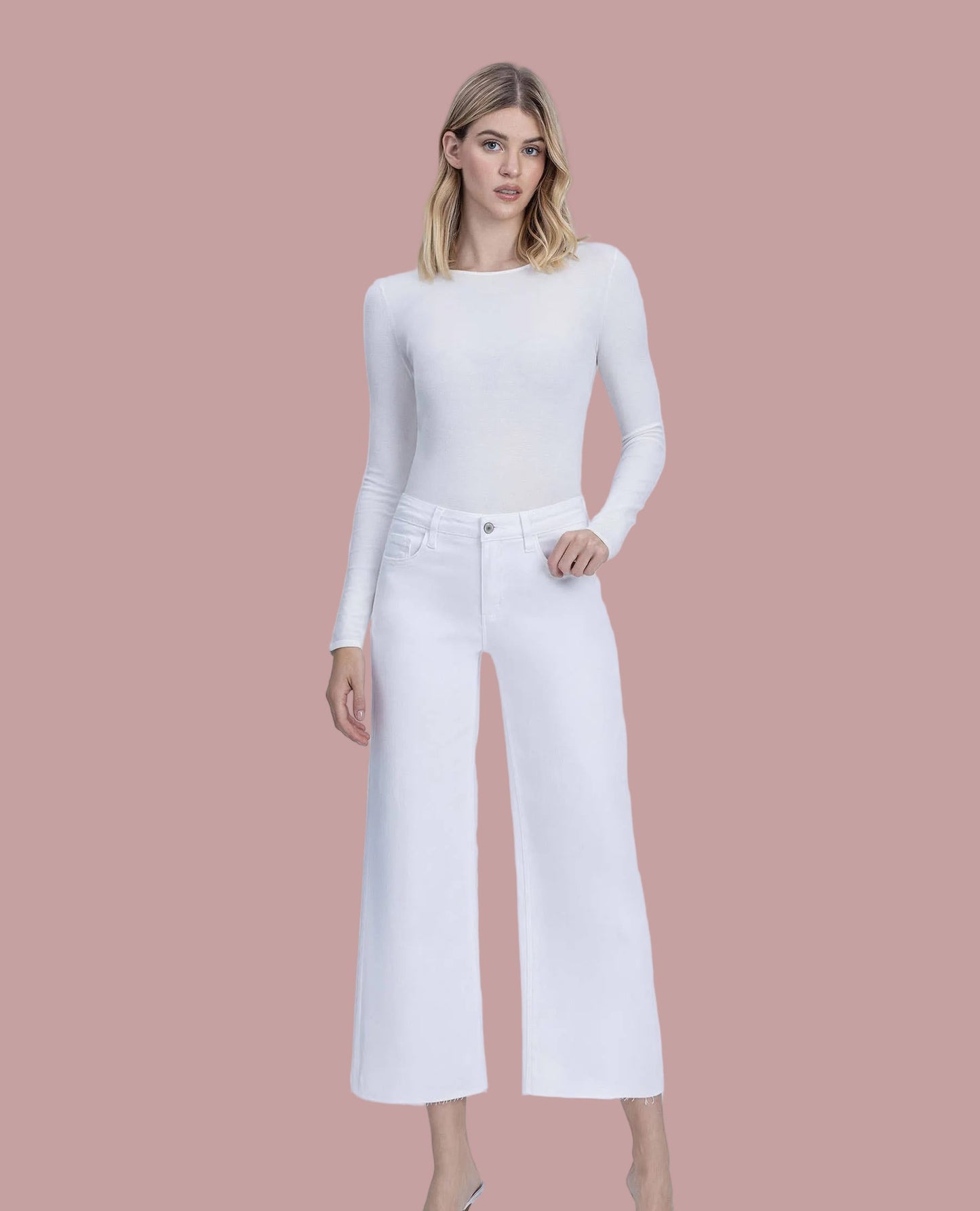 High Rise Optic White Crop Wide Leg Jeans
