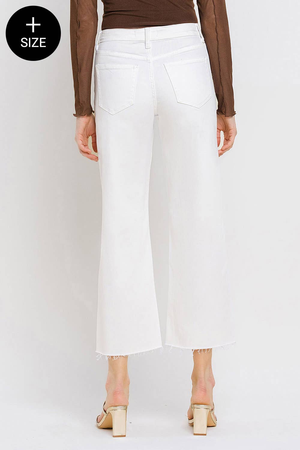 White High Rise Crop Wide Leg Jeans