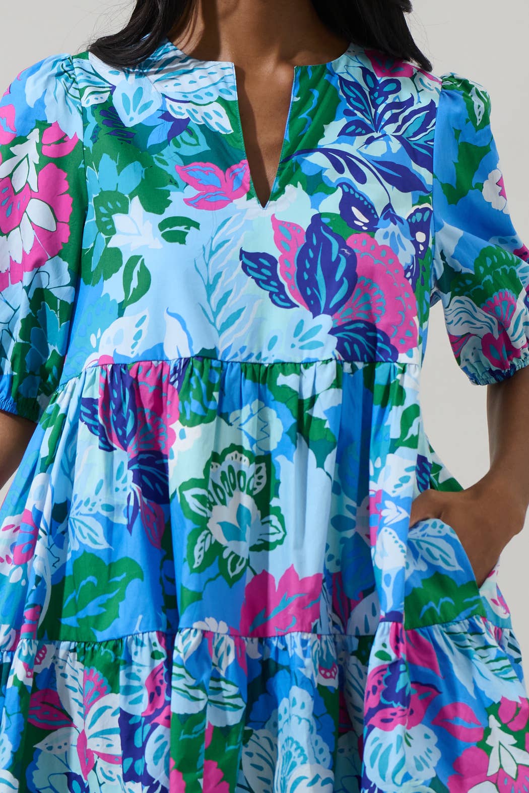 Lavera Blue Floral Maine Poplin Mini Dress