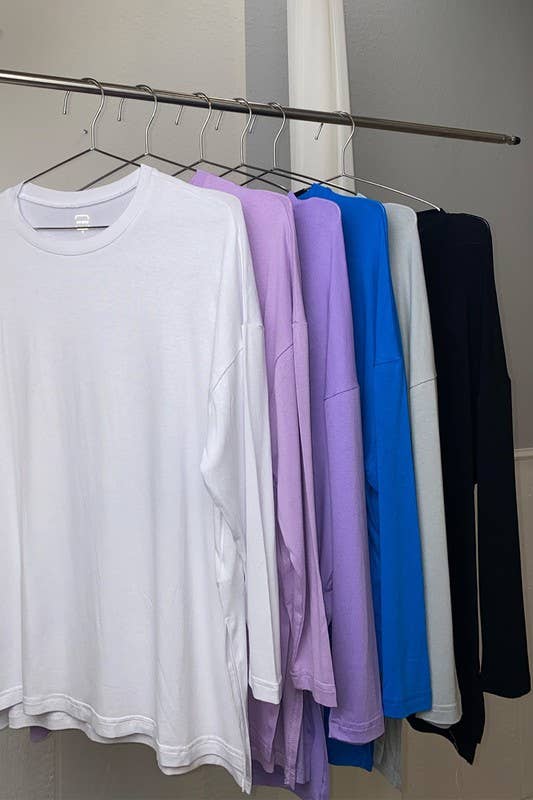 White Long Sleeve Loose Fit Basic Top