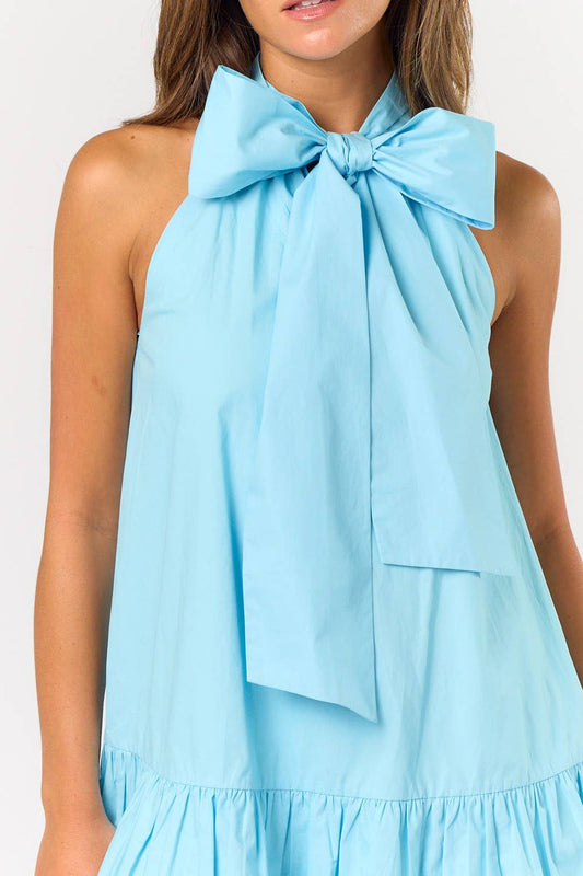 Bow High Neck Dress