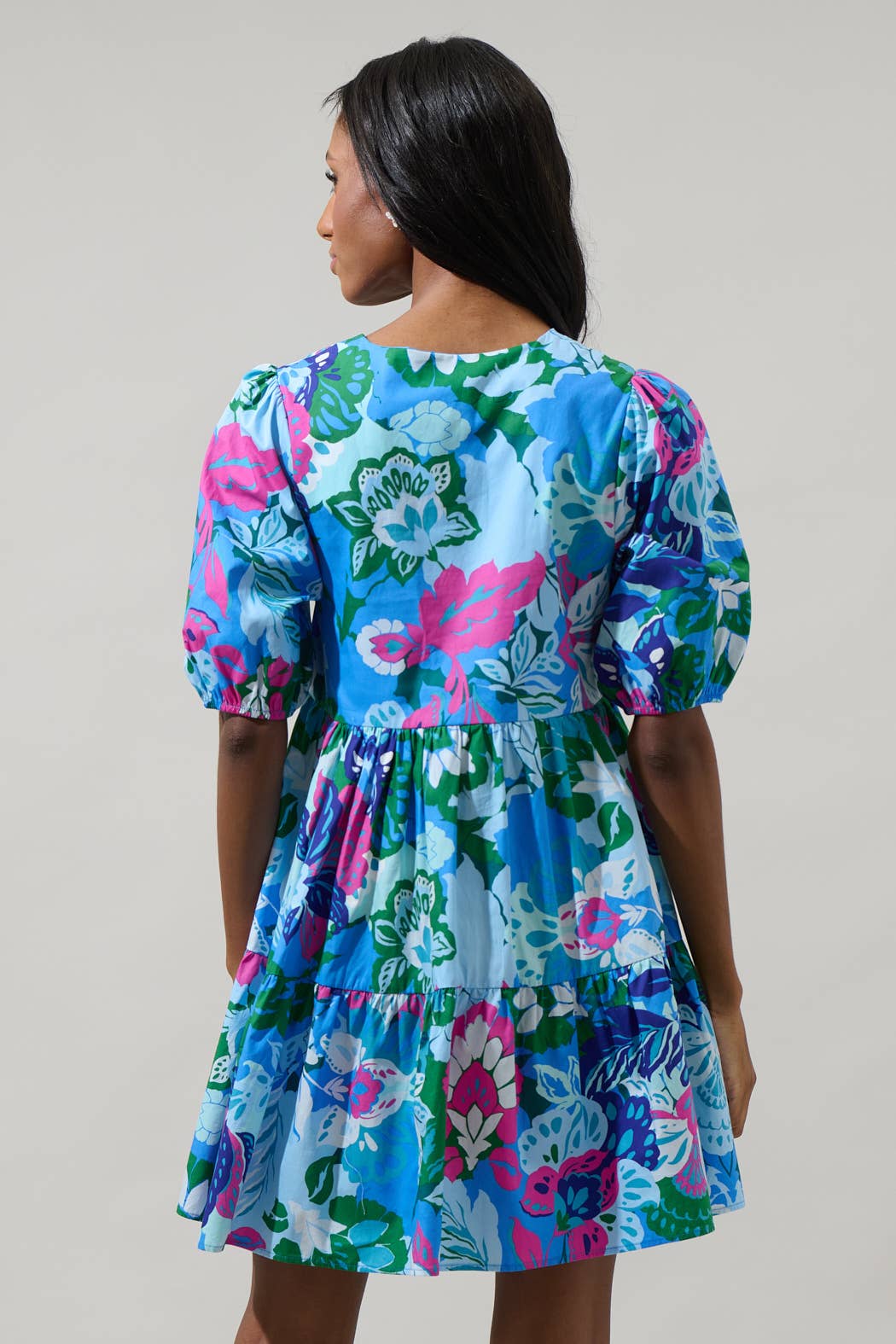 Lavera Blue Floral Maine Poplin Mini Dress