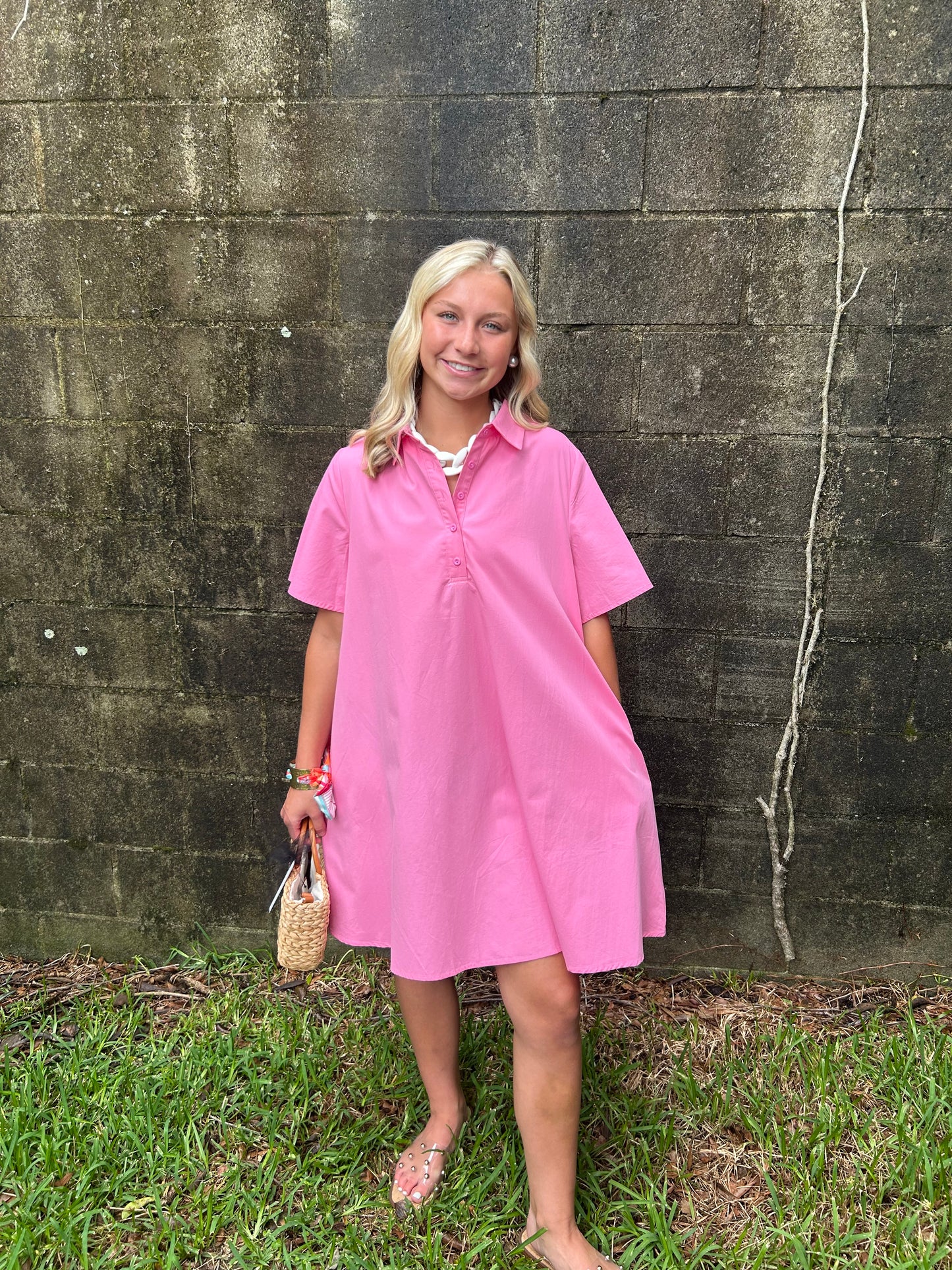 Azalea Pink Poplin Dress