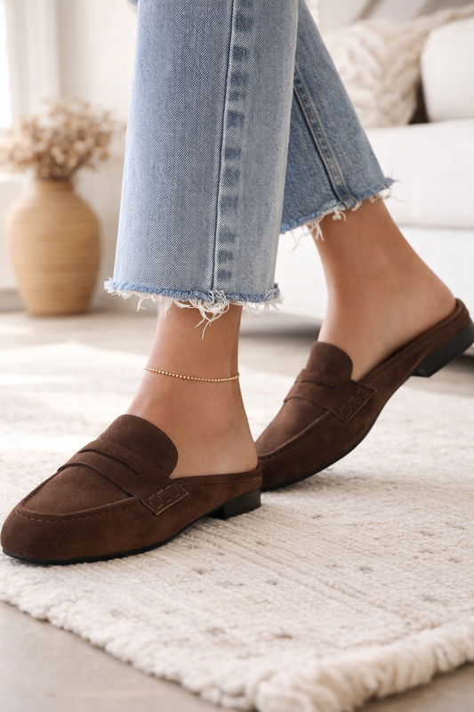 Brown Loafer Mule