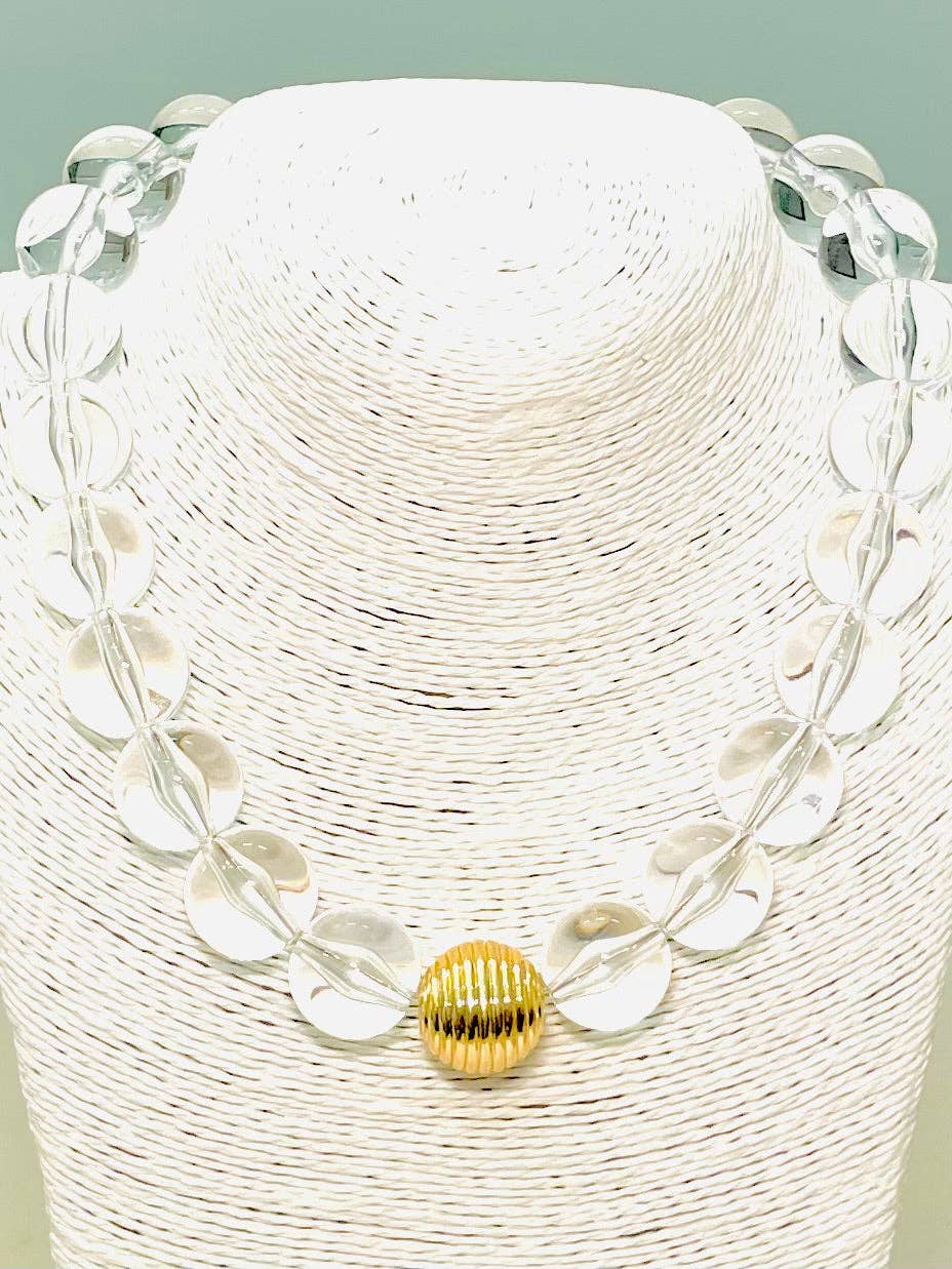 Clear/Gold Acrylic Big Ball Necklace