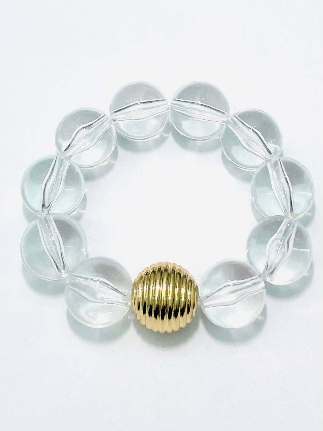 Clear/Gold Acrylic Big Ball Bracelet