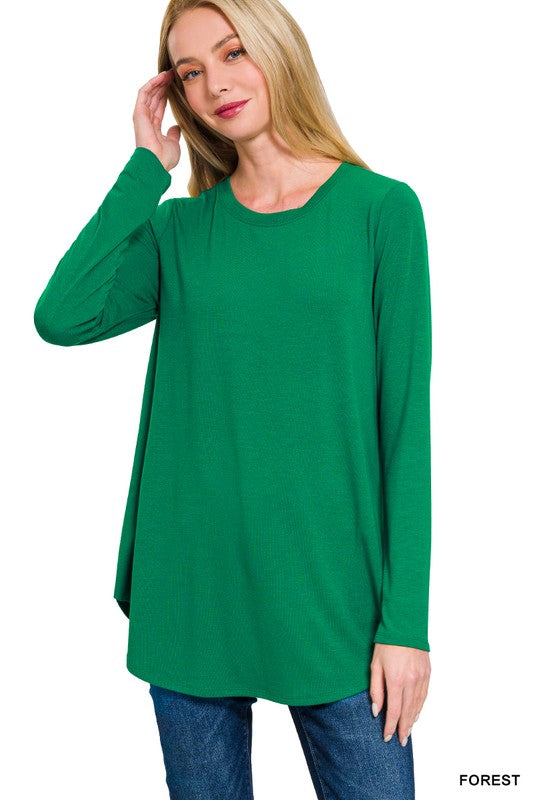 Forest Green L/S Round Neck Top