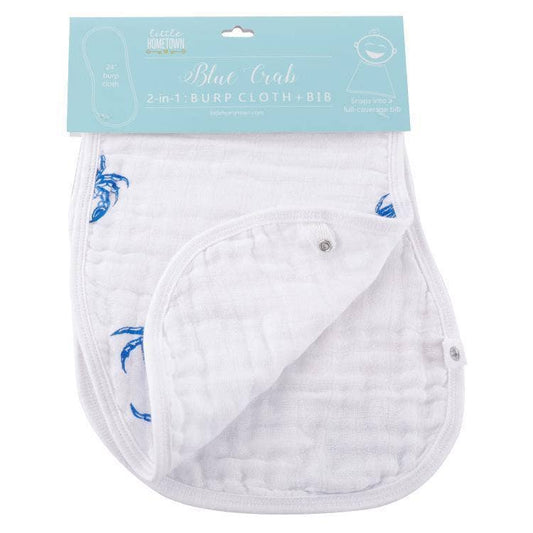 Blue Crab Baby Burp Cloth and Bib 2 in 1  Absorbent and Gentle on Newborn Skin