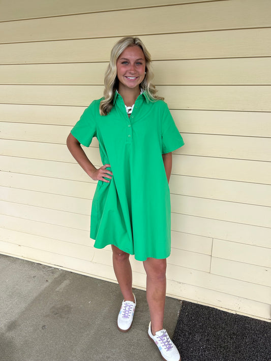 Savannah Green Poplin Dress