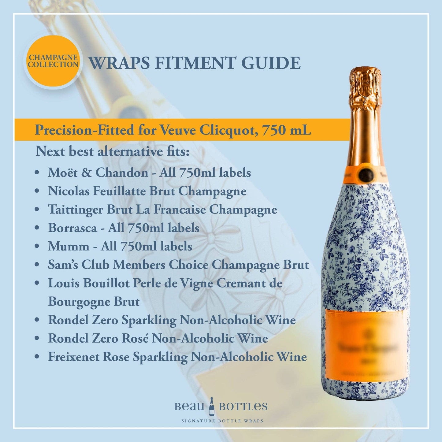 Beau Bottles Grandmillenial Blue Floral - Champagne Collection