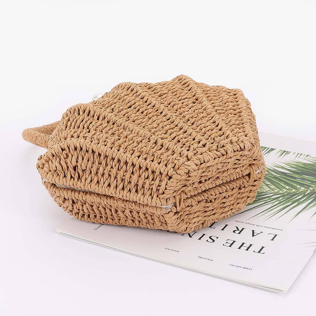 Khaki Shell Bamboo Clutch