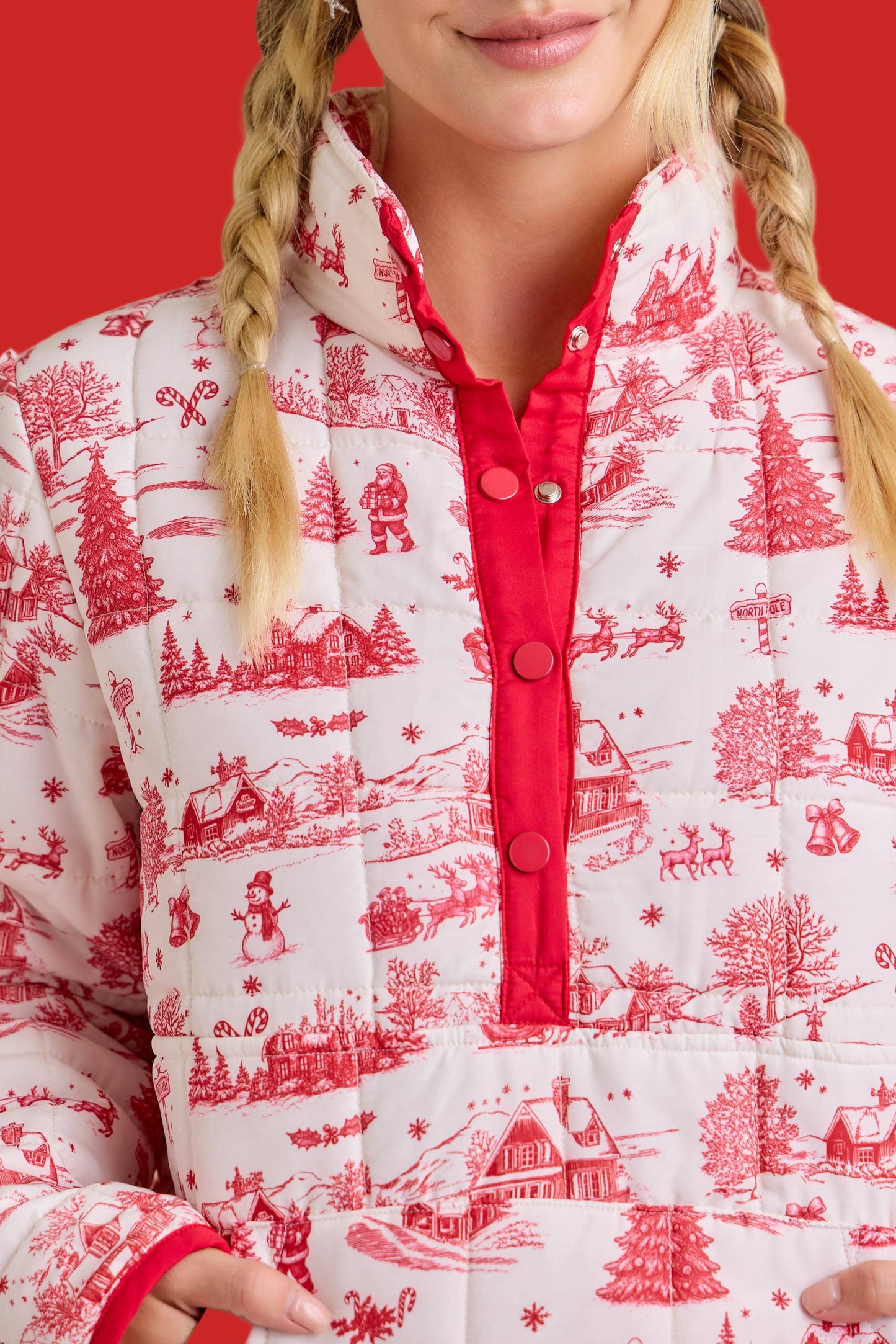 Christmas Toile Quilted Jacket