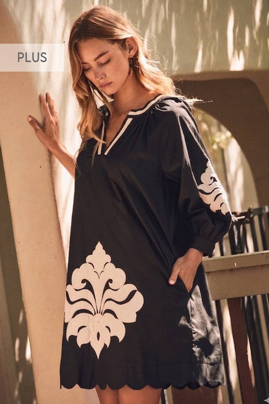 Black/Cream Cotton Mini Dress