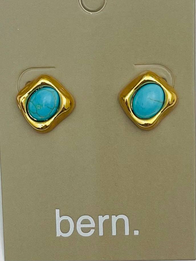 Turquoise/Gold Stone Stud