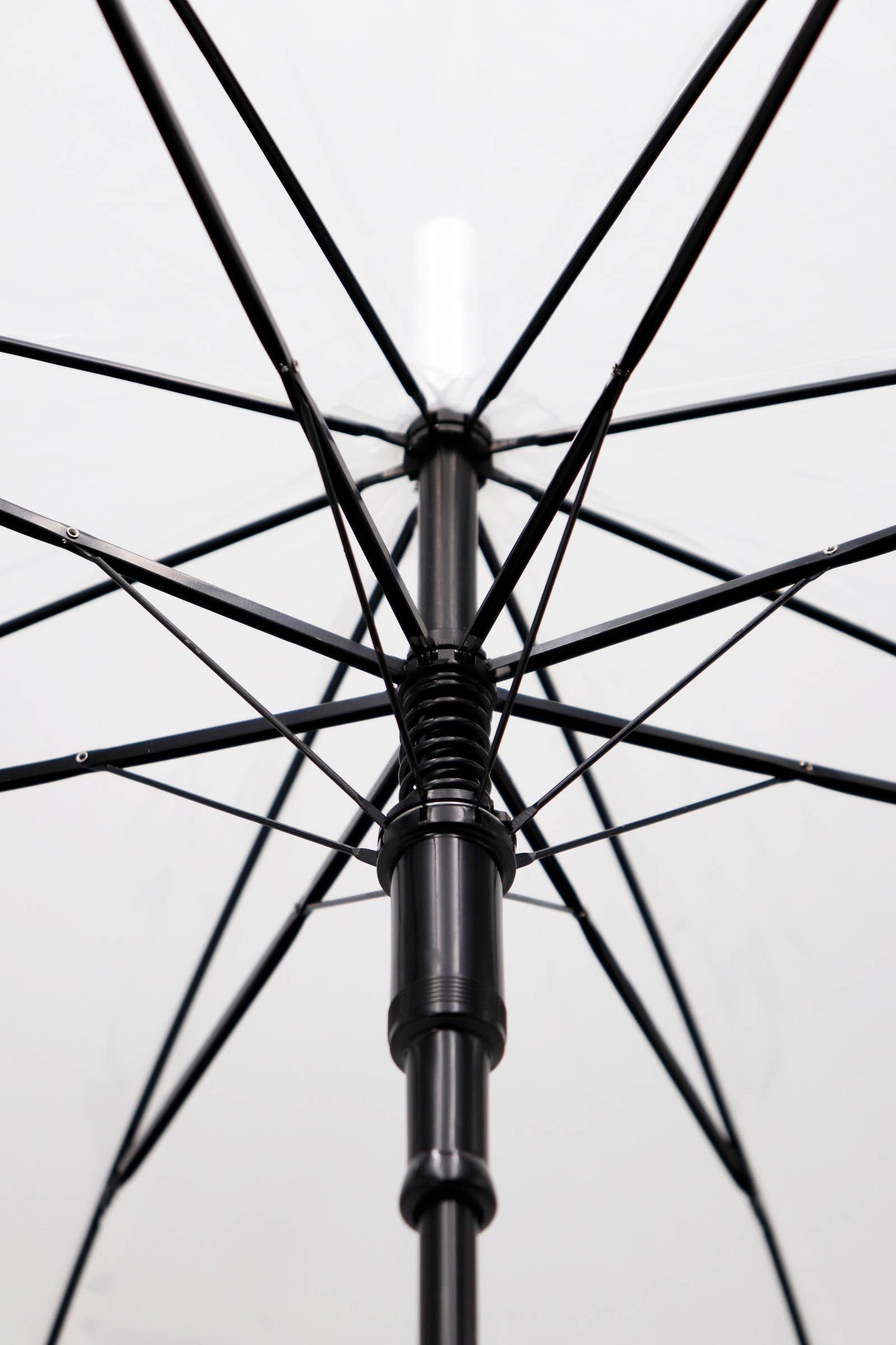 White & Black Handle Clear Dome Umbrella